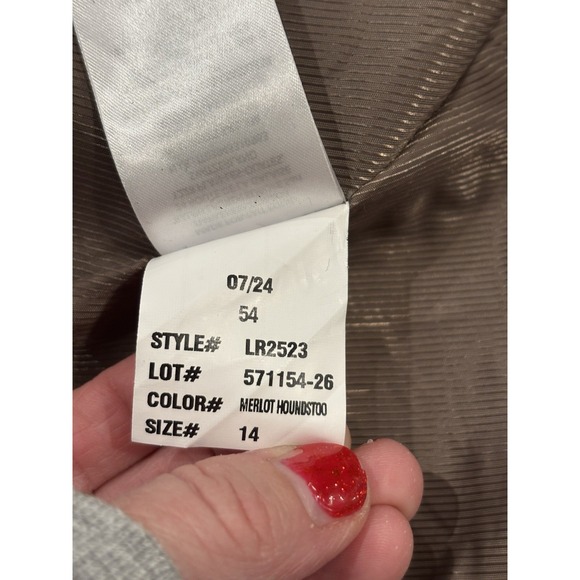 Lauren Ralph Lauren Wool Blend Reefer Merlot Houndstooth Coat Size 14 EUC - Picture 12 of 12